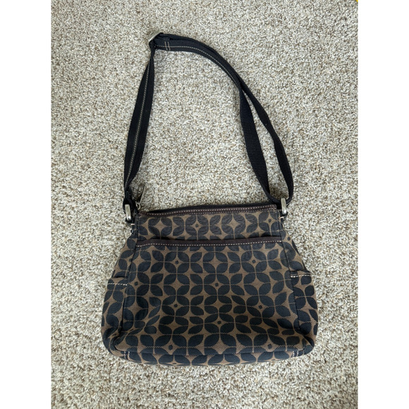 Fossil Marlow Crossbody shoulder bag messenger bag Canvas Leather Black Tan - Picture 11 of 14